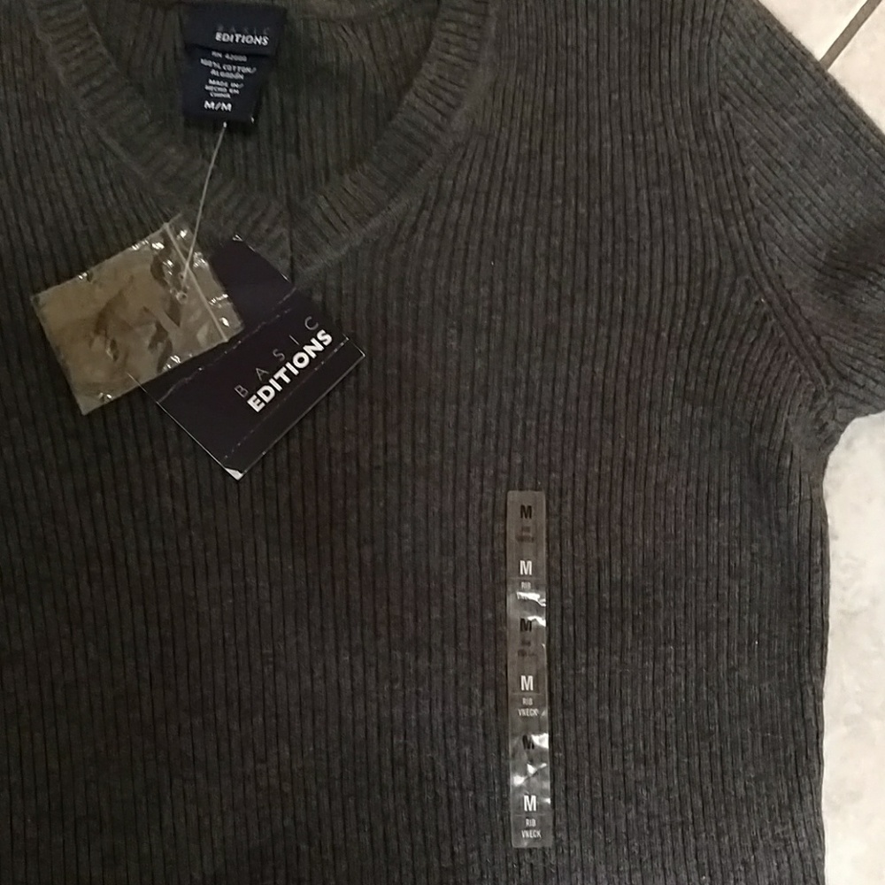 Basic Edition Rib V Neck Sweater Size M - Picture 3 of 6